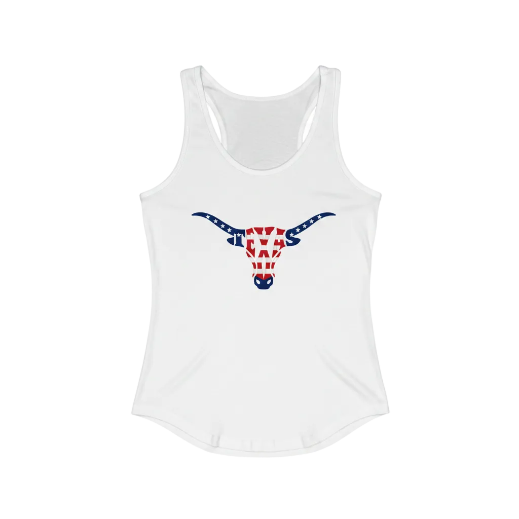 Texas Longhorn 4th of July Women's Tank Top with U-shaped hem
