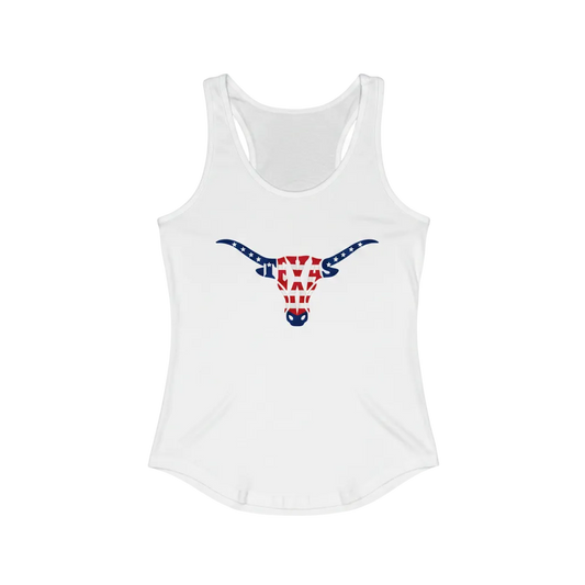 Texas Longhorn 4th of July Women's Tank Top with U-shaped hem